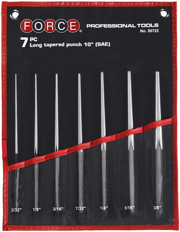 Force 50722 Long tapered punch set SAE 7pc