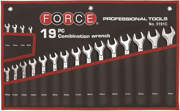 Force 5191C Combination wrench set 19pc
