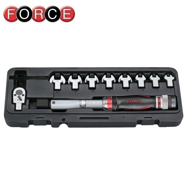 Force 64710 Head-interchangeable torque wrench & spanner set 10pc