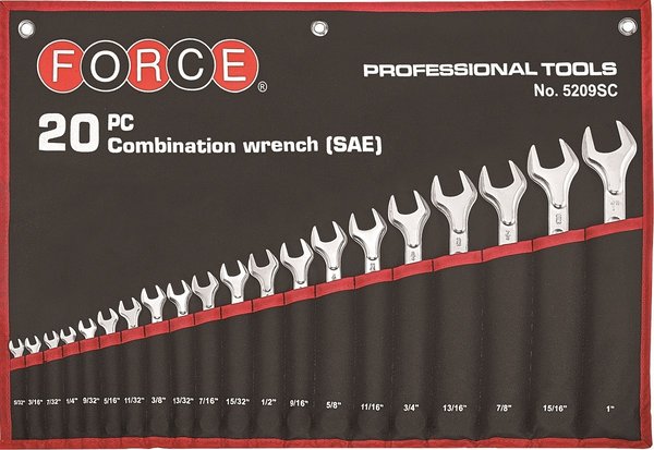 Force 5209SC Combination wrench set SAE 20pc