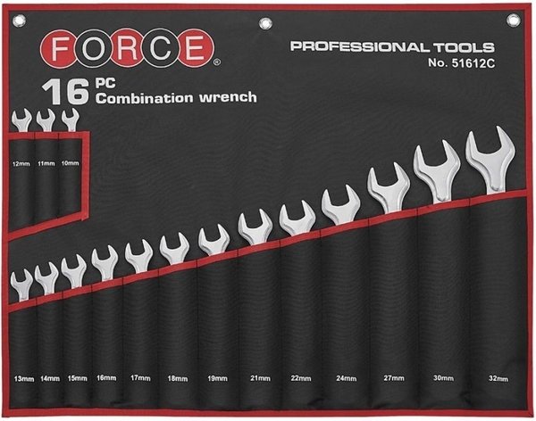 Force 51612C Combination wrench set 16pc